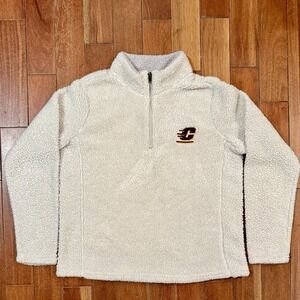 Central Michigan CMU Chippewas Cream Embroidered Sherpa Fleece 1/4 Zip Women M